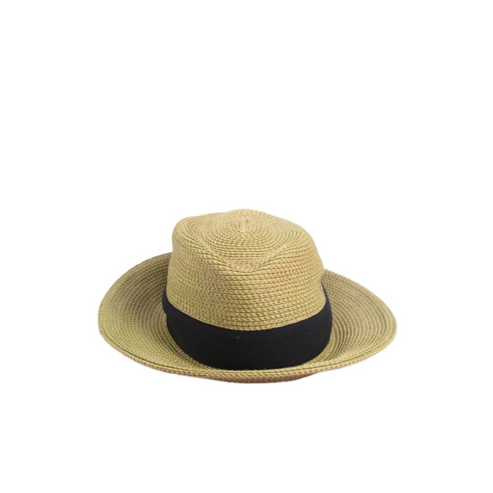 Eric Javits Womens Pull On Fedora Hat Beige Black